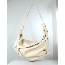 Rebecca, Nude, cream leather 2 size hobo bag, handmade.