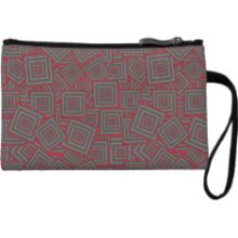 Red and Green Squares Wristlet Purse