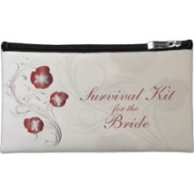 Red and Silver Pansy Brides Survival Kit Makeup Bags