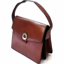 RENEE French Vintage 50s Brown Leather Handbag