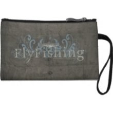 Retro Grunge Fly Fishing Wristlet