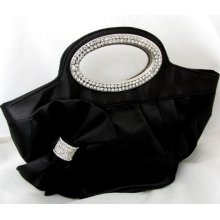 Retro Satin Black Bow Evening Bag