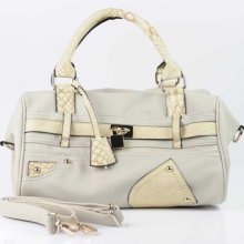 Rhodopis Faux Leather Luxury Style Beige Hidden Magnatic Lock Satchels Handbag