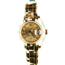 Rolex 06 Unused Yellow Gold Masterpiece w/ Custom Baguette Diamond Dial w/ Rolex 12 Diamond Bezel