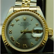 Rolex 18k Yellow Gold Stainless Steel Date Just/ 69173/ Caliber 2135