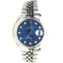 Rolex 2005 Datejust W/ White Gold Bezel W/ Rare Rolex Sodalite Stone Diamond Dial