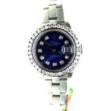 Rolex As New2002-2003 Steel Datejust w/ Custom Blue Diamond Dial w/ Custom Diamond 1.5 ct Bezel