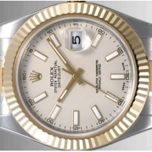 Rolex Datejust 2 (ii) Steel / 18k Yellow Cream Stick Dial Unworn - 116333