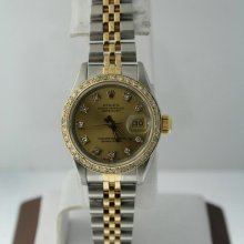 Rolex DateJust Ladies 69173 Pre-Owned Two Tone Watch