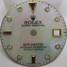 Rolex Gmt Master Serti White Mop Dial Diamonds And Rubies For 18k Or Two Tone