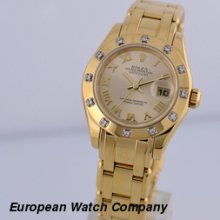 Rolex Ladies Datejust Pearlmaster Masterpiece Champagne 18K YG