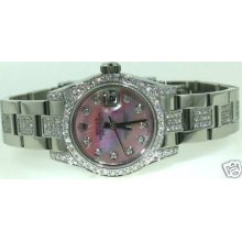 Rolex Ladies Steel Datejust Box & Card Diamonds On Bezel Band Lugs Unworn