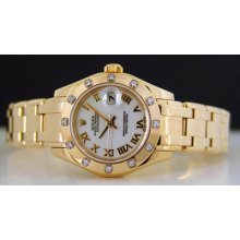 Rolex Lady 29mm Pearlmaster White Roman 12 Diamond 80318 Watch Chest