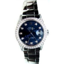 Rolex Like New Datejust W/ Custom High Polish, Diamond Lugs, Bezel and Rolex Diamond Blue Dial - 80s