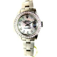 Rolex Like New Steel Ladies Datejust W/ Nice Diamond Bezel and MOP Diamond Dial -