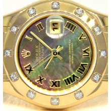 Rolex Masterpiece Ladies 18kt Yellow Gold Tahitian Mother Of Pearl Roman 80318