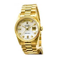 Rolex Mens President Yellow Gold Pre-Owned White MOP Diamond Dial / President Bracelet