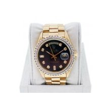 Rolex Presidential 18028 Single Quickset Black Diamond Dial and Bezel