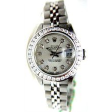 Rolex Unused Lady Datejust W/ Custom 1.5 KT Diamond Bezel and Silver Diamond Dial