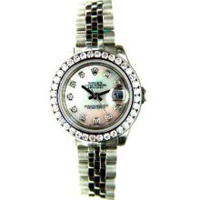 Rolex Unused NEW DESIGN Ladies Datejust w/ Custom MOP Diamond Dial w/ Custom 1.5 Ct Diamond Bezel