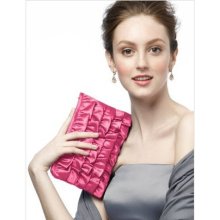 Rose Quartz Ruffle Clutch Purse by Dessy