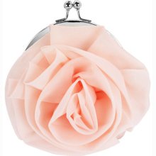 Rosette Coin Evening Clutch Purse Pink