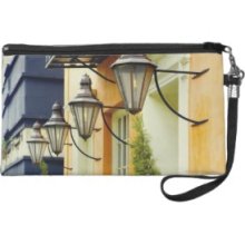 Row houses in a city, Savannah, Georgia, USA Wristlet Clutch