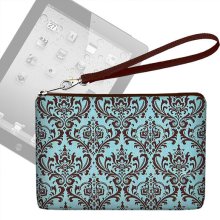 SALE Cute Damask iPad Mini Case / iPad Mini Cover / iPad Mini Sleeve / Wristlet Clutch Purse / iPad Mini Bag / blue brown (RTS)