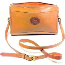 SALE Dooney and Bourke Pebble Leather Crossbody Bag - Authentic British Tan Saddle Bag