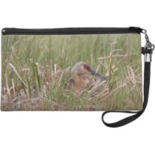 Seated Sandhill Crane Olson Wristlet Purses