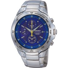 Seiko Chronograph Blue Dial Stainless Steel Mens Watch SND699