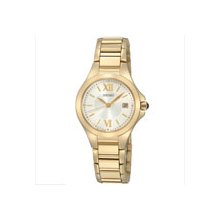 Seiko SXDC18 Womens Solar Goldtone Stainless Steel White Dial Watch