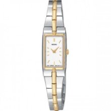 Seiko Women's Stainless Gold Square Face White Dial Watch Szzc40 Szzc40