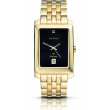 Sekonda Gents Analogu Date Black Dial Gold Tone Stainless Steel Strap Watch 3835