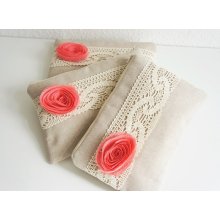 Set of 8 Wedding Clutch Bridesmaid Gift Idea Clutch, Retro Wedding Clutch