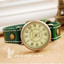 Several Colors For Choose Real Leather Strap Quartz Thick Dial Women's Watch