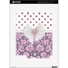 Shabby Chic Pink Gray Damask Glitter Polka Dots Ipad 3 Skin