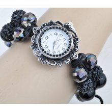 Shamballa Bracelets Doule Rows Micro Pave Cz Crystal Ball Vintage Watch Bracelet