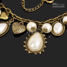 Shipping, Vintage Gold Jewelry Pearl Bracelet, 20 Pcs/lot