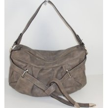 Shiraleah Brown Gray Faux Leather Zip Top Authentic Shoulder Cross Body Handbag