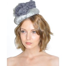 Silver and grey flowers formal beret