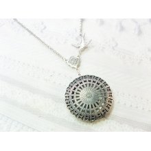 Silver Locket Necklace - Silver Filigree Scent Locket - Jewelry by Birdznbeez