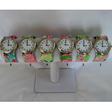 Silver Wristlet Watch Handmade with Your Choice of Lilly Pulitzer Fabric..Group 1