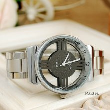 Simple Quartz Fashionable Round Dial Men's Metal Band Watch