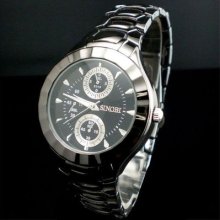 Sinobi Japan Movement Mens Black Paint Stainless Steel Wrist Watch