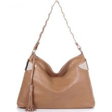 Sipmle womenâ€™s leather tassels bag-beige