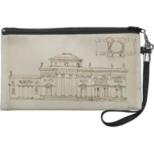 Sketched design for a domed building (pen & ink) Wristlet Purse