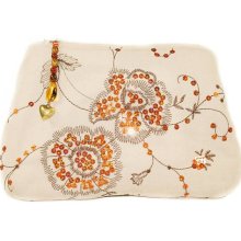 Small Clutch, burnt orange sequin flowers small clutch, mother of the bride, offwhite, ecru, caroljoyfashions