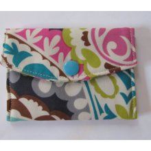 Small Flat Snap Pouch - Gray Paisley