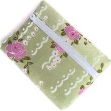 Small Green Rosebud Flower Zip Coin Purse